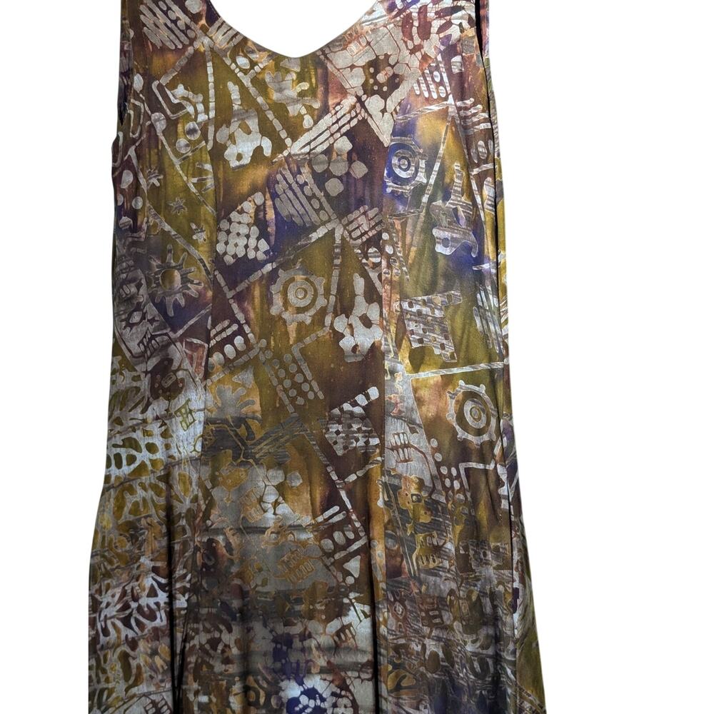 Hand Made In Indonesia 100% Rayon Sleeveless Tie Back Fall Color Dress Size S - Picture 5 of 8